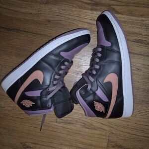 Women's Black and Pink High-Top Sneakers